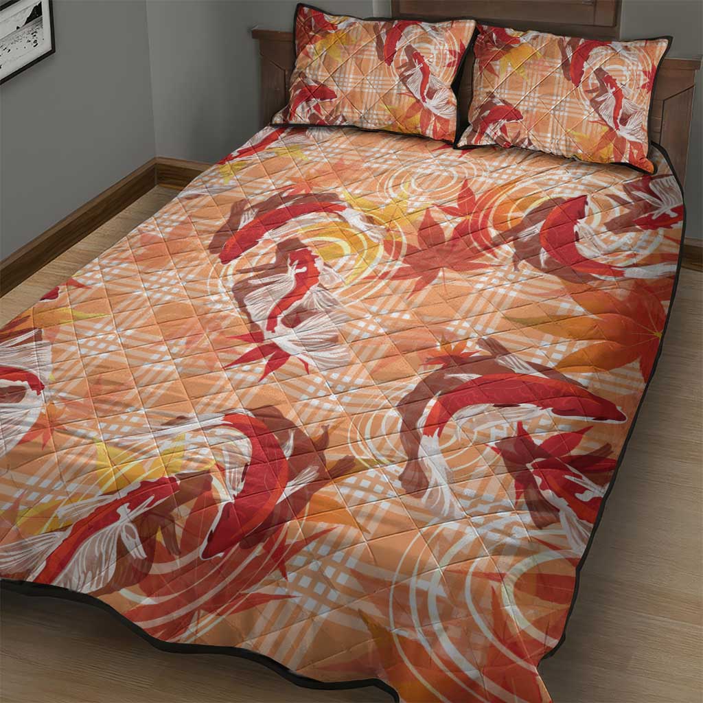 Orange Palaka Hawaii Aloha Quilt Bed Set Koi Pond Mix Japanese Maple - Polynesian Pride