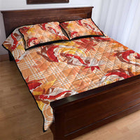 Orange Palaka Hawaii Aloha Quilt Bed Set Koi Pond Mix Japanese Maple - Polynesian Pride