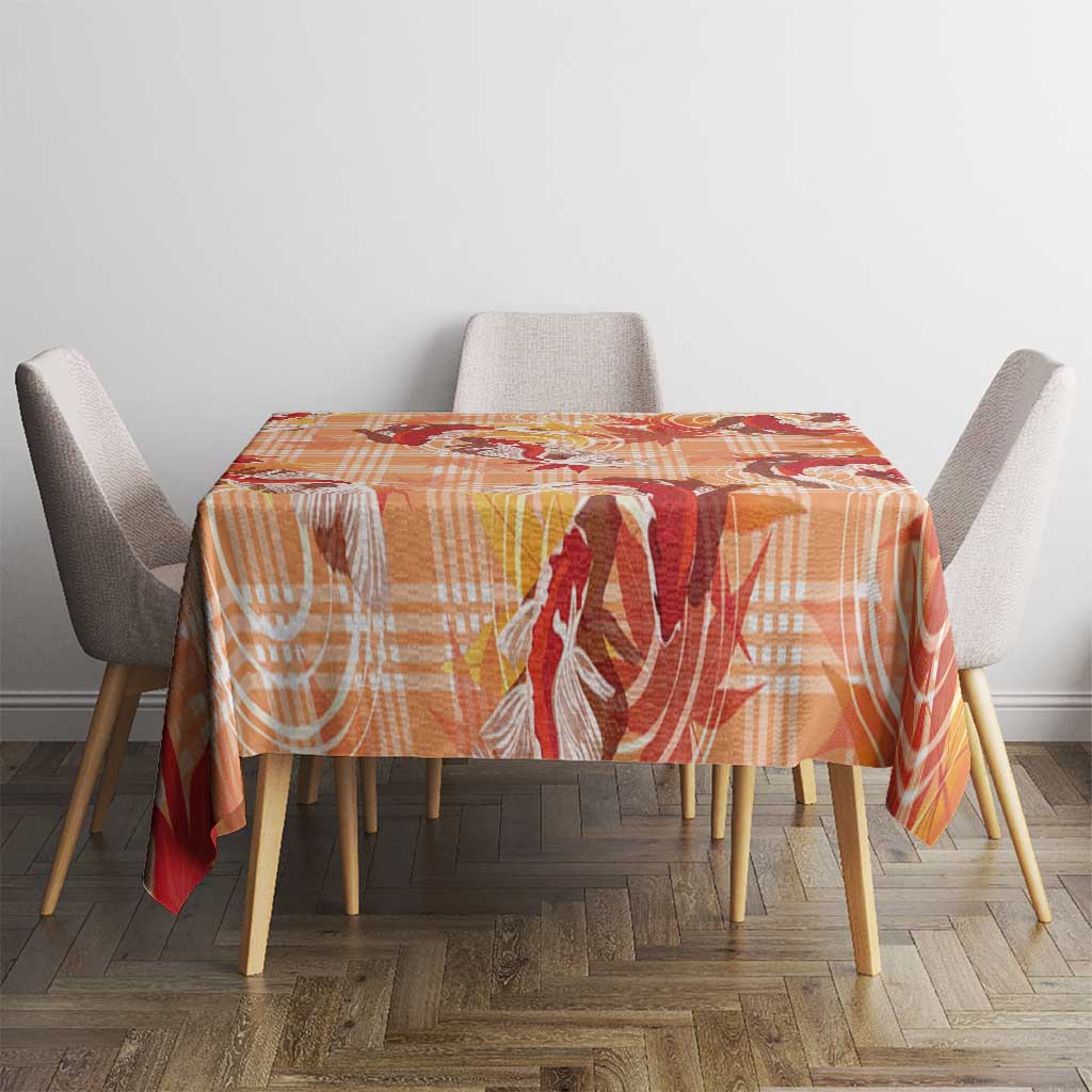 Orange Palaka Hawaii Aloha Tablecloth Koi Pond Mix Japanese Maple - Polynesian Pride