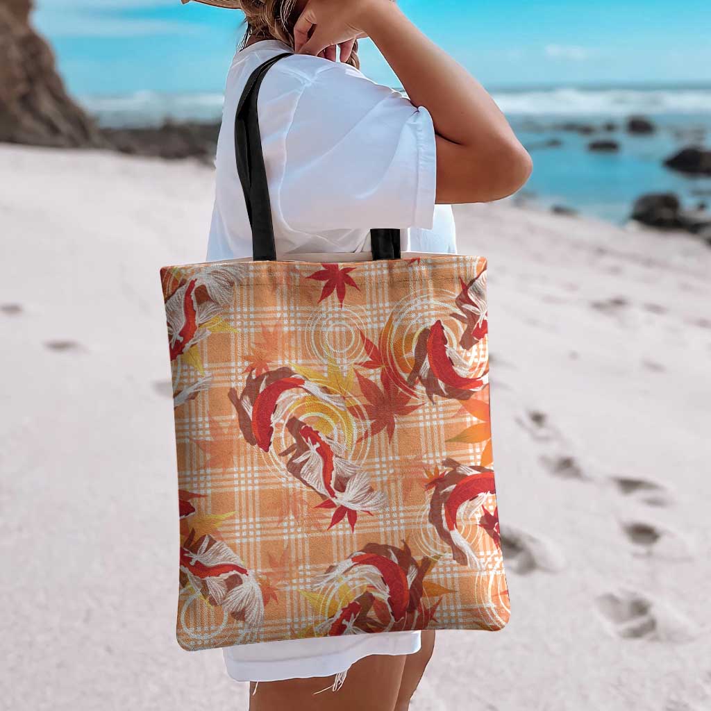 Orange Palaka Hawaii Aloha Tote Bag Koi Pond Mix Japanese Maple - Polynesian Pride