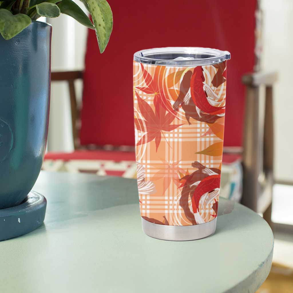 Orange Palaka Hawaii Aloha Tumbler Cup Koi Pond Mix Japanese Maple - Polynesian Pride