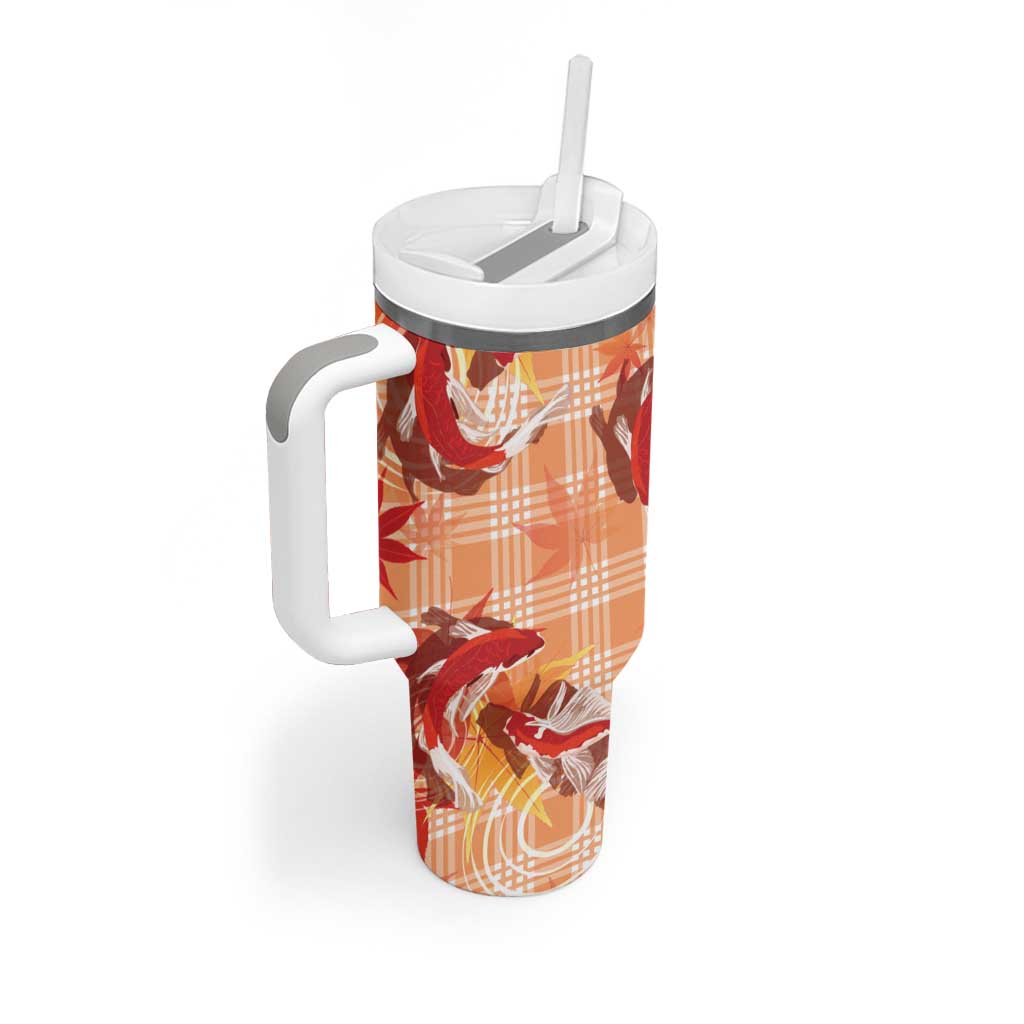 Orange Palaka Hawaii Aloha Tumbler With Handle Koi Pond Mix Japanese Maple - Polynesian Pride