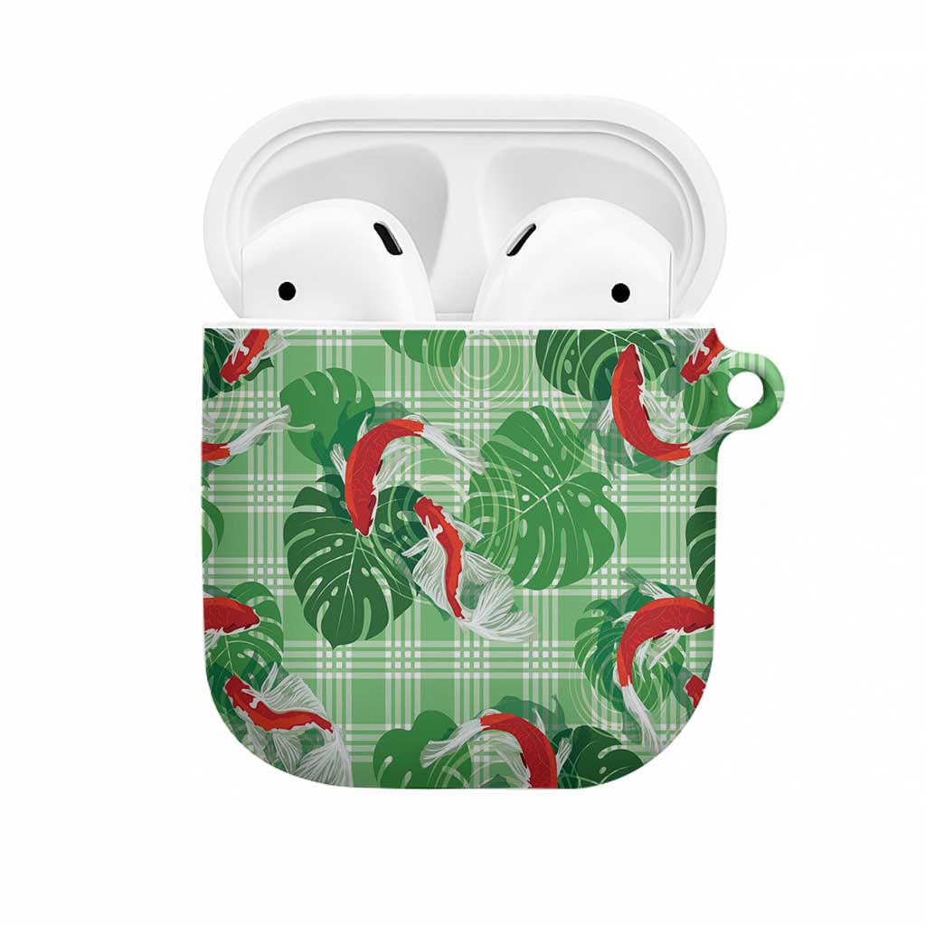 Lime Palaka Hawaii Aloha AirPods Case Koi Pond Mix Monstera - Polynesian Pride