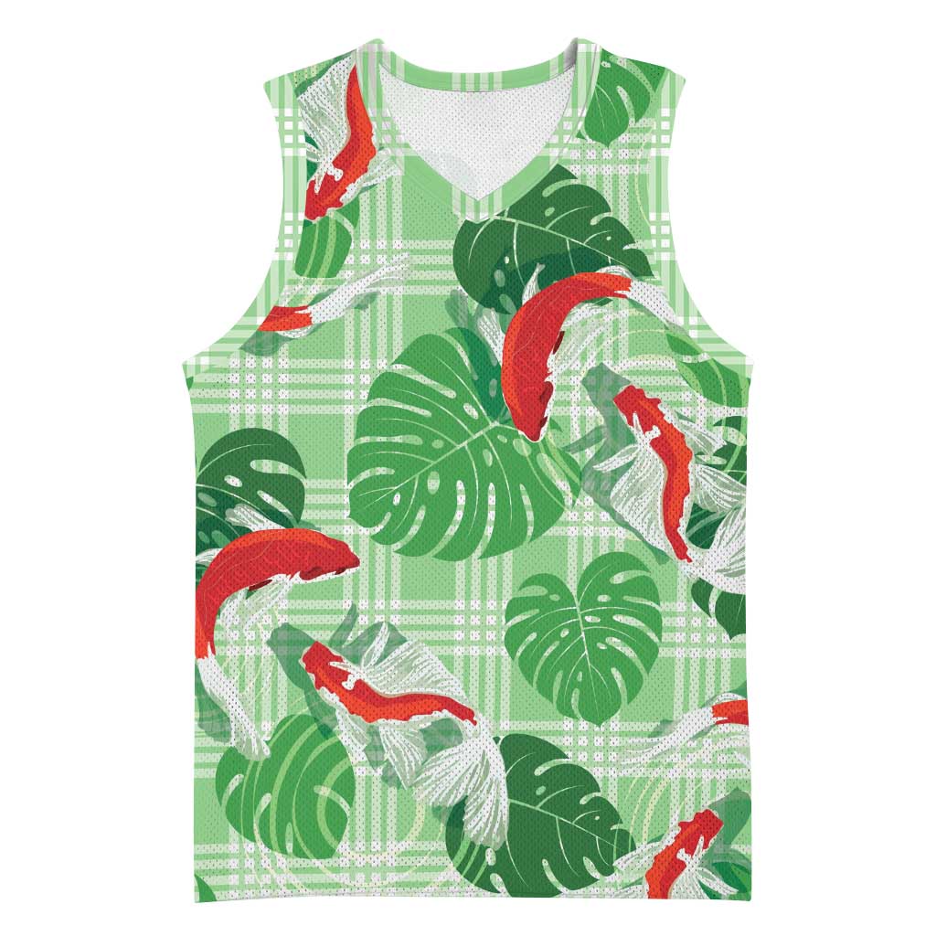 Lime Palaka Hawaii Aloha Basketball Jersey Koi Pond Mix Monstera - Polynesian Pride
