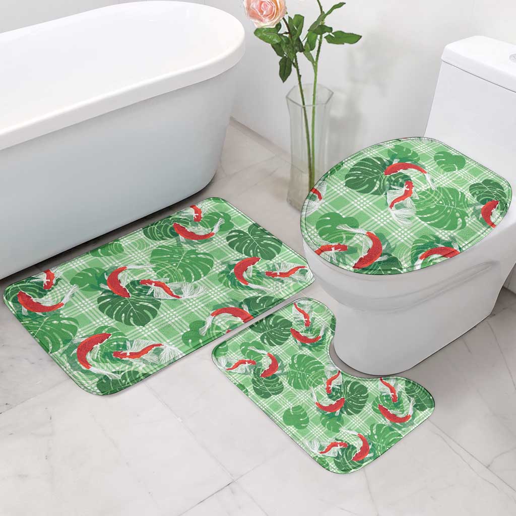 Lime Palaka Hawaii Aloha Bathroom Set Koi Pond Mix Monstera - Polynesian Pride