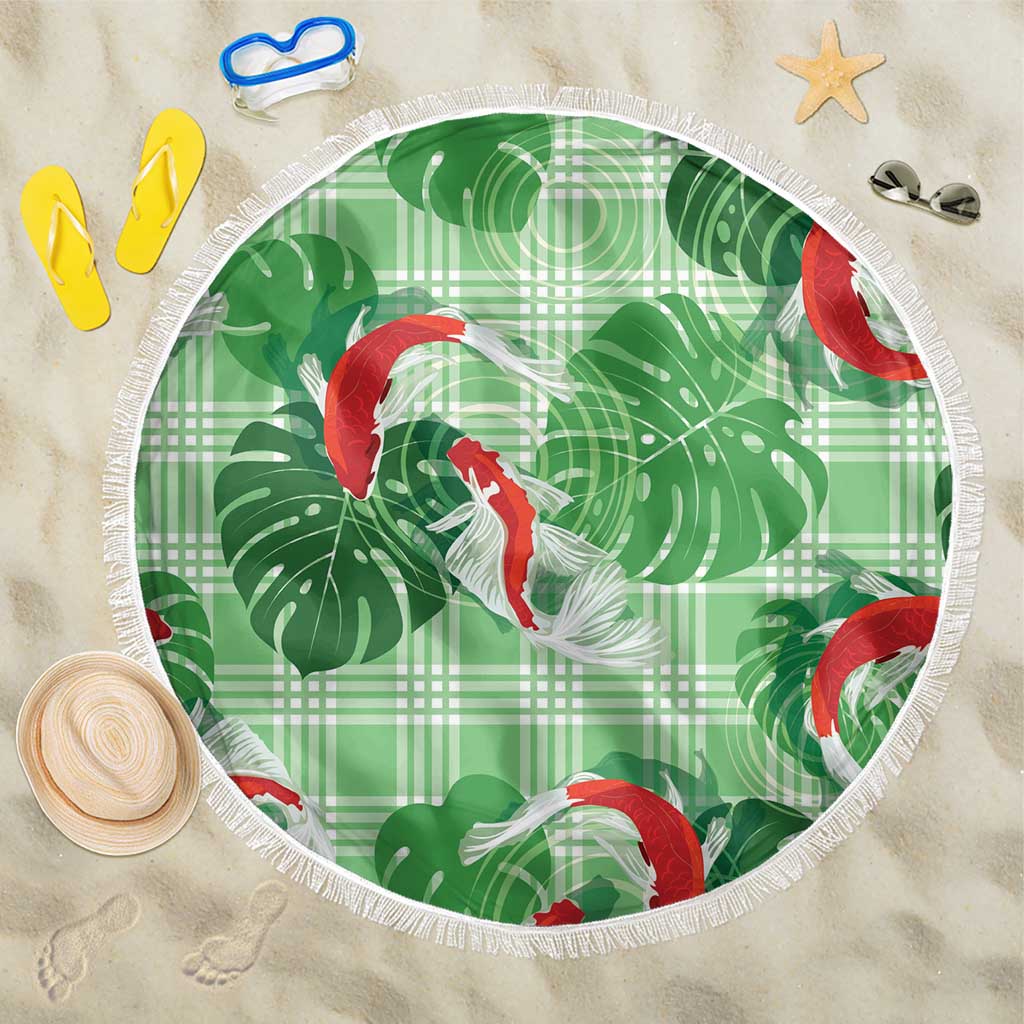 Lime Palaka Hawaii Aloha Beach Blanket Koi Pond Mix Monstera - Polynesian Pride