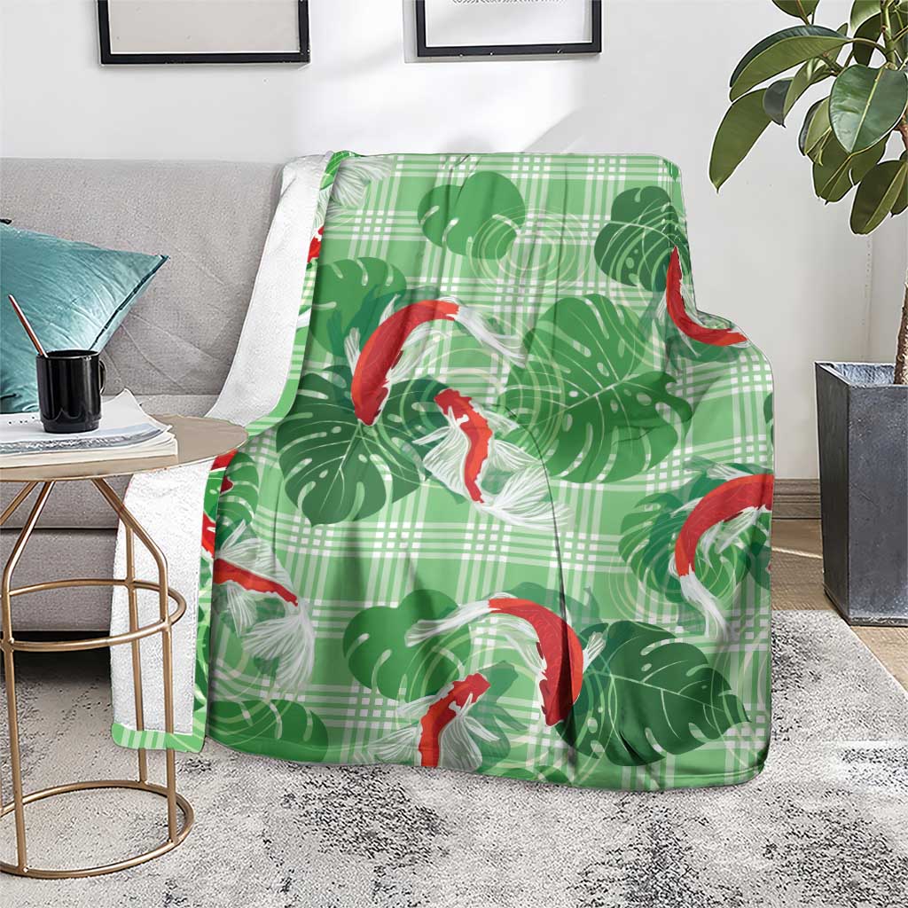 Lime Palaka Hawaii Aloha Blanket Koi Pond Mix Monstera - Polynesian Pride
