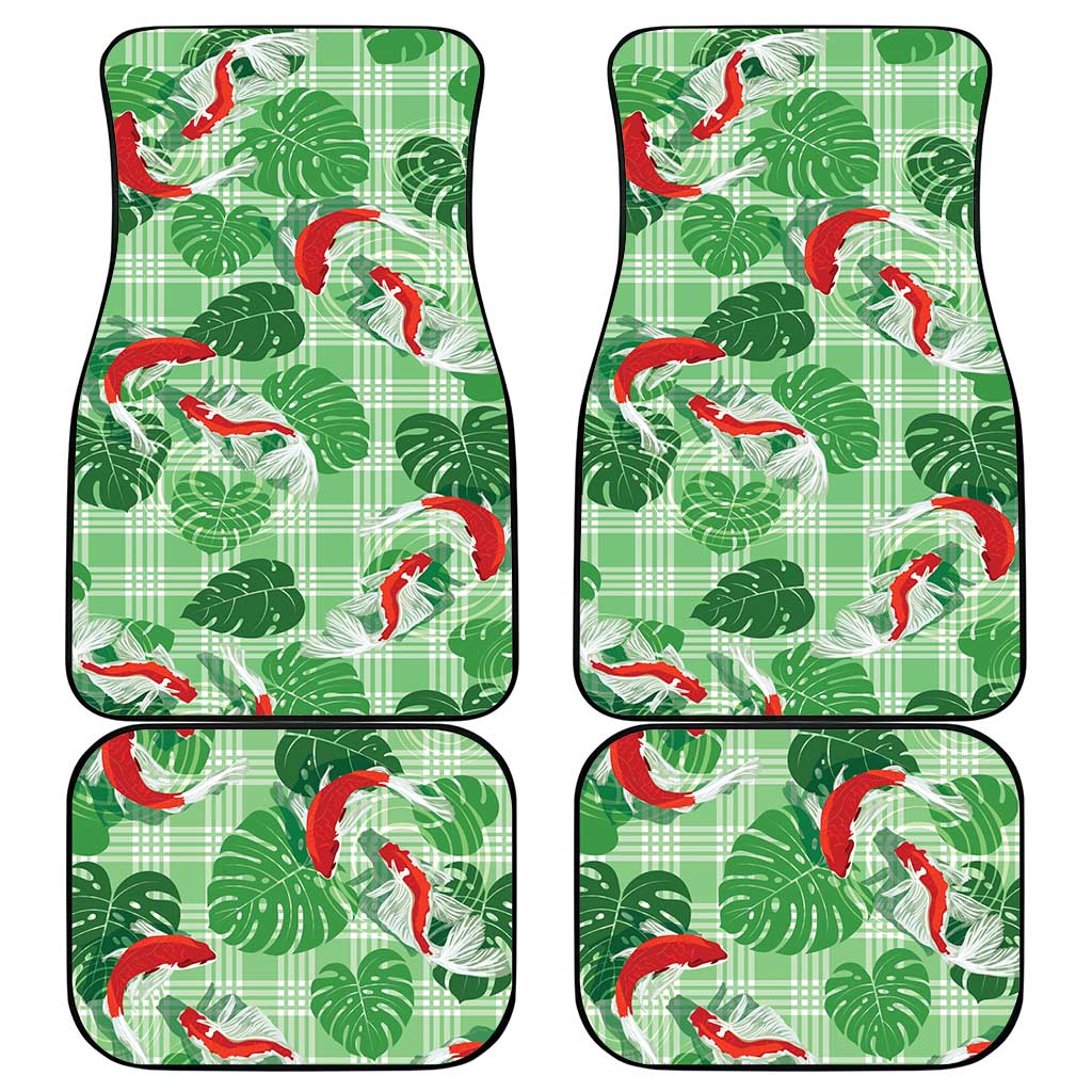 Lime Palaka Hawaii Aloha Car Mats Koi Pond Mix Monstera - Polynesian Pride
