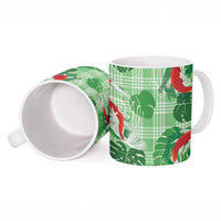 Lime Palaka Hawaii Aloha Ceramic Mug Koi Pond Mix Monstera - Polynesian Pride