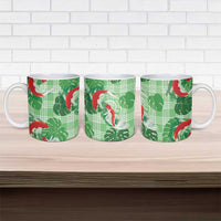Lime Palaka Hawaii Aloha Ceramic Mug Koi Pond Mix Monstera - Polynesian Pride