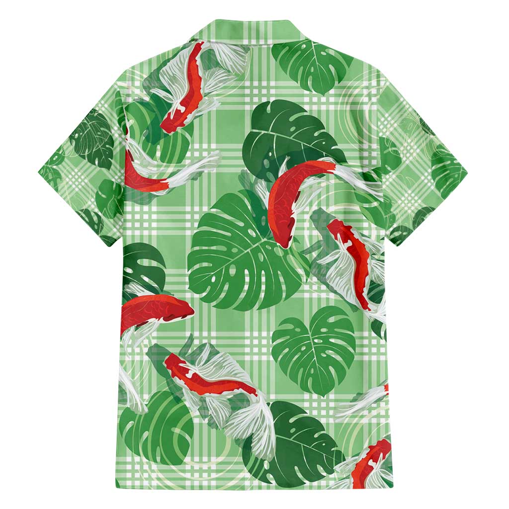 Lime Palaka Hawaii Aloha Family Matching Long Sleeve Bodycon Dress and Hawaiian Shirt Koi Pond Mix Monstera - Polynesian Pride