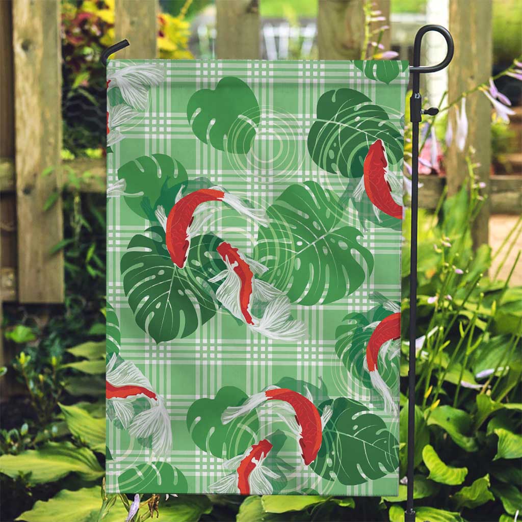 Lime Palaka Hawaii Aloha Garden Flag Koi Pond Mix Monstera - Polynesian Pride