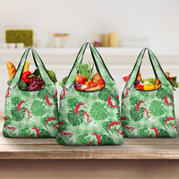Lime Palaka Hawaii Aloha Grocery Bag Koi Pond Mix Monstera - Polynesian Pride