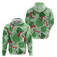 Lime Palaka Hawaii Aloha Hoodie Koi Pond Mix Monstera - Polynesian Pride