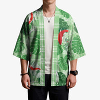 Lime Palaka Hawaii Aloha Kimono Koi Pond Mix Monstera - Polynesian Pride