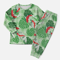 Lime Palaka Hawaii Aloha Christmas Pajama Set Koi Pond Mix Monstera - Polynesian Pride