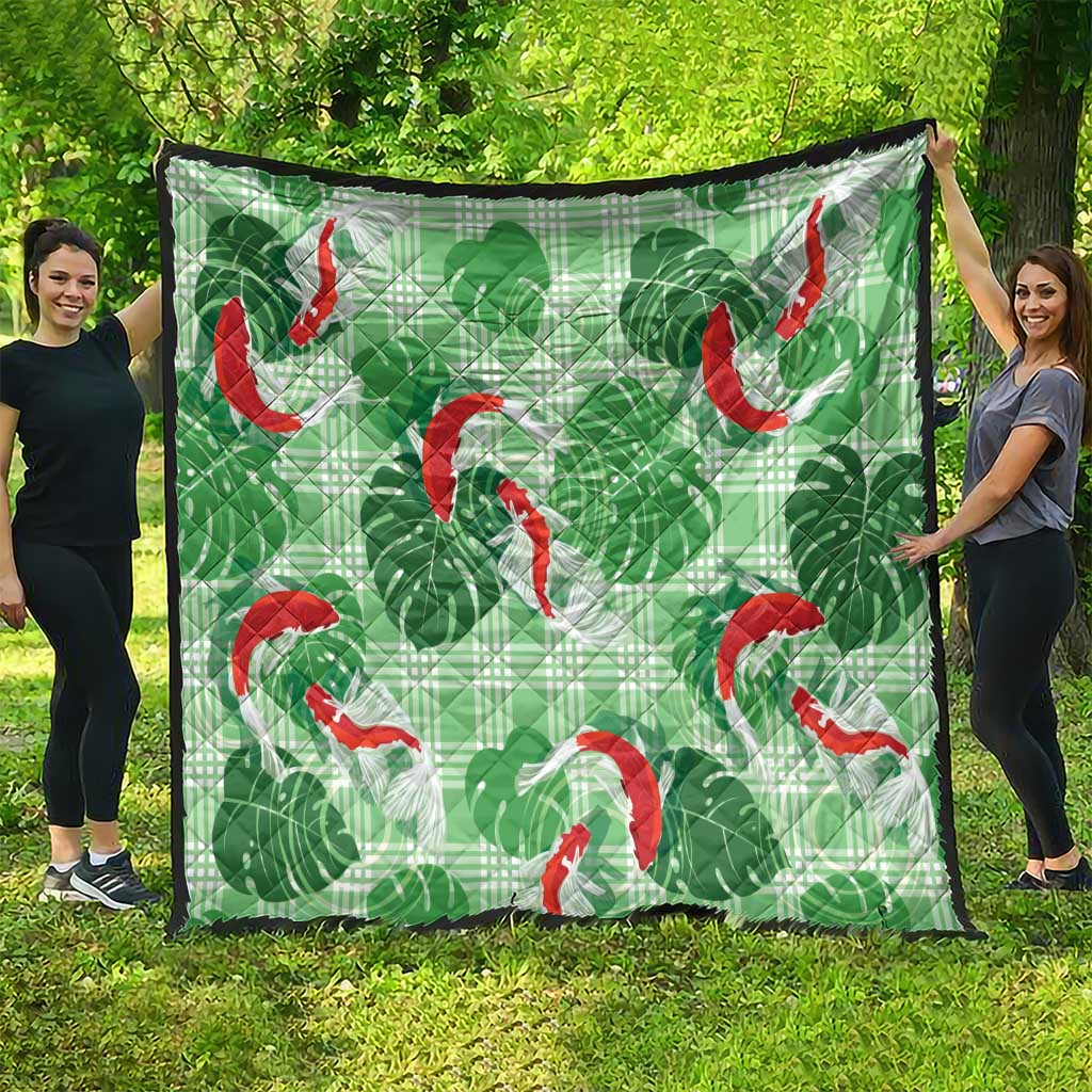 Lime Palaka Hawaii Aloha Quilt Koi Pond Mix Monstera - Polynesian Pride