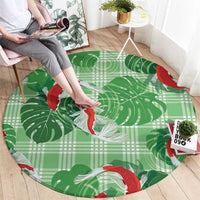 Lime Palaka Hawaii Aloha Round Carpet Koi Pond Mix Monstera - Polynesian Pride