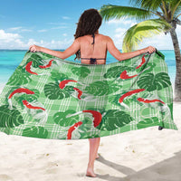 Lime Palaka Hawaii Aloha Sarong Koi Pond Mix Monstera - Polynesian Pride