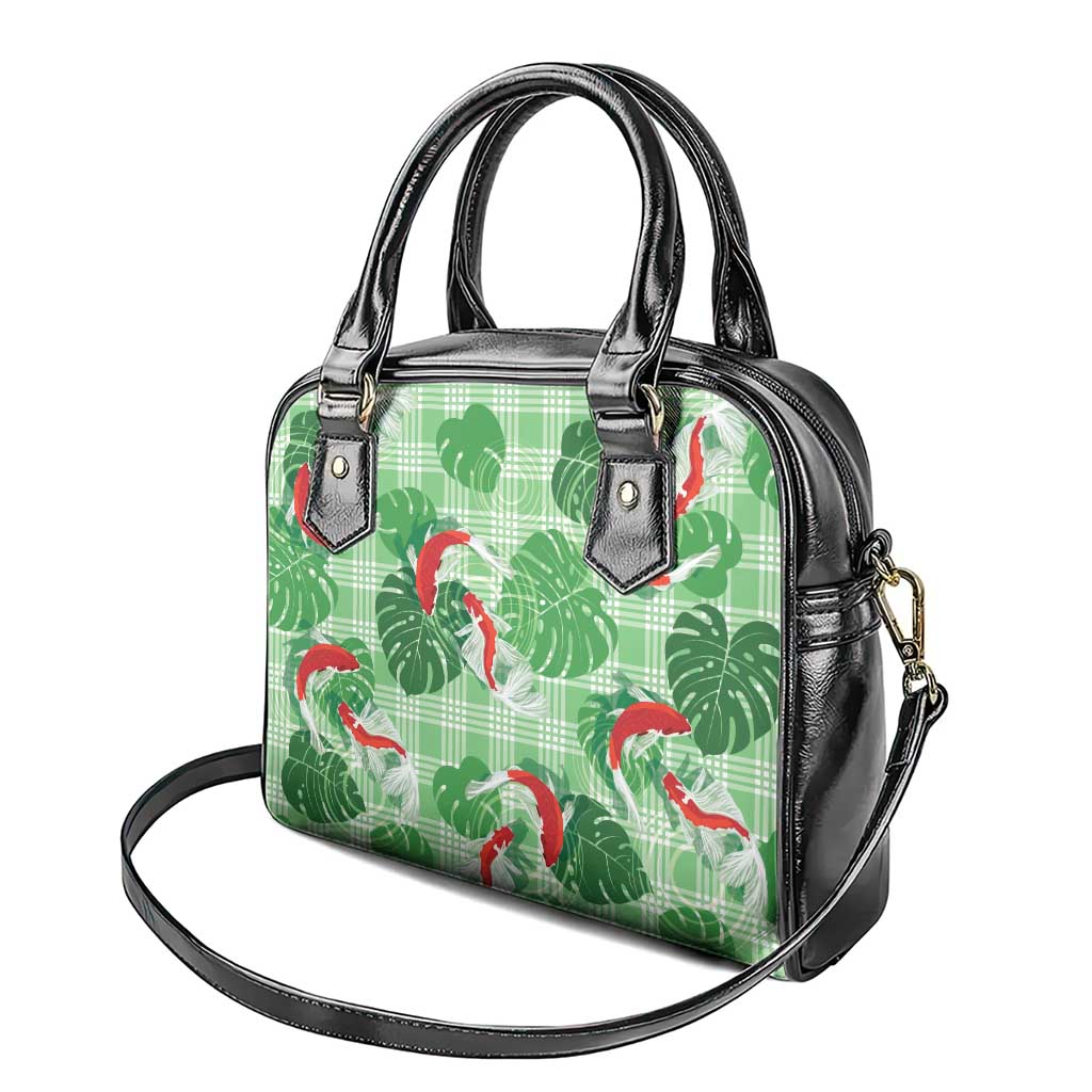 Lime Palaka Hawaii Aloha Shoulder Handbag Koi Pond Mix Monstera - Polynesian Pride