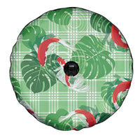 Lime Palaka Hawaii Aloha Spare Tire Cover Koi Pond Mix Monstera - Polynesian Pride