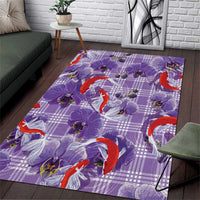 Lavender Palaka Hawaii Aloha Area Rug Koi Pond Mix Orchids - Polynesian Pride