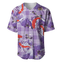 Lavender Palaka Hawaii Aloha Baseball Jersey Koi Pond Mix Orchids - Polynesian Pride