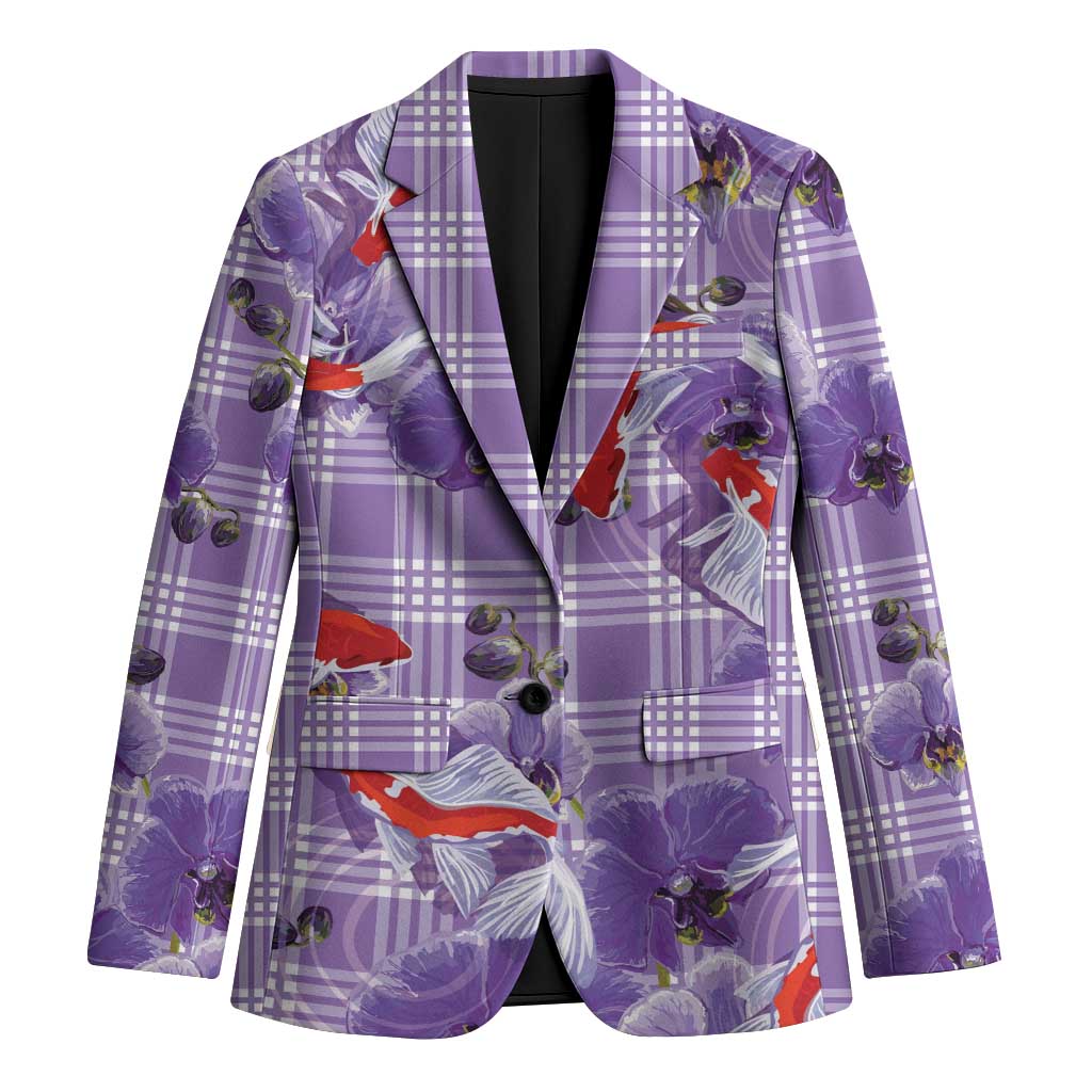 Lavender Palaka Hawaii Aloha Blazer Koi Pond Mix Orchids - Polynesian Pride