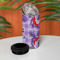 Lavender Palaka Hawaii Aloha 4 in 1 Can Cooler Tumbler Koi Pond Mix Orchids - Polynesian Pride