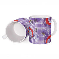 Lavender Palaka Hawaii Aloha Ceramic Mug Koi Pond Mix Orchids - Polynesian Pride