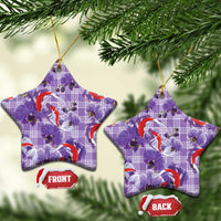 Lavender Palaka Hawaii Aloha Ceramic Ornament Koi Pond Mix Orchids - Polynesian Pride