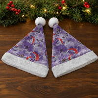 Lavender Palaka Hawaii Aloha Christmas Santa Hat Koi Pond Mix Orchids - Polynesian Pride