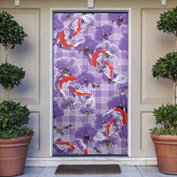 Lavender Palaka Hawaii Aloha Door Cover Koi Pond Mix Orchids - Polynesian Pride
