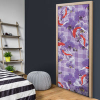 Lavender Palaka Hawaii Aloha Door Cover Koi Pond Mix Orchids - Polynesian Pride