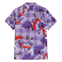 Lavender Palaka Hawaii Aloha Family Matching Puletasi and Hawaiian Shirt Koi Pond Mix Orchids - Polynesian Pride