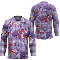 Lavender Palaka Hawaii Aloha Hockey Jersey Koi Pond Mix Orchids - Polynesian Pride