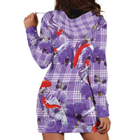 Lavender Palaka Hawaii Aloha Hoodie Dress Koi Pond Mix Orchids - Polynesian Pride