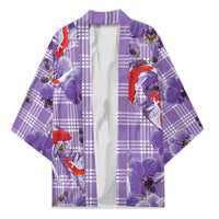 Lavender Palaka Hawaii Aloha Kimono Koi Pond Mix Orchids - Polynesian Pride