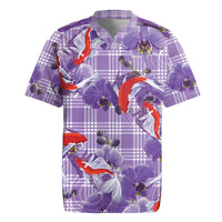 Lavender Palaka Hawaii Aloha Rugby Jersey Koi Pond Mix Orchids - Polynesian Pride