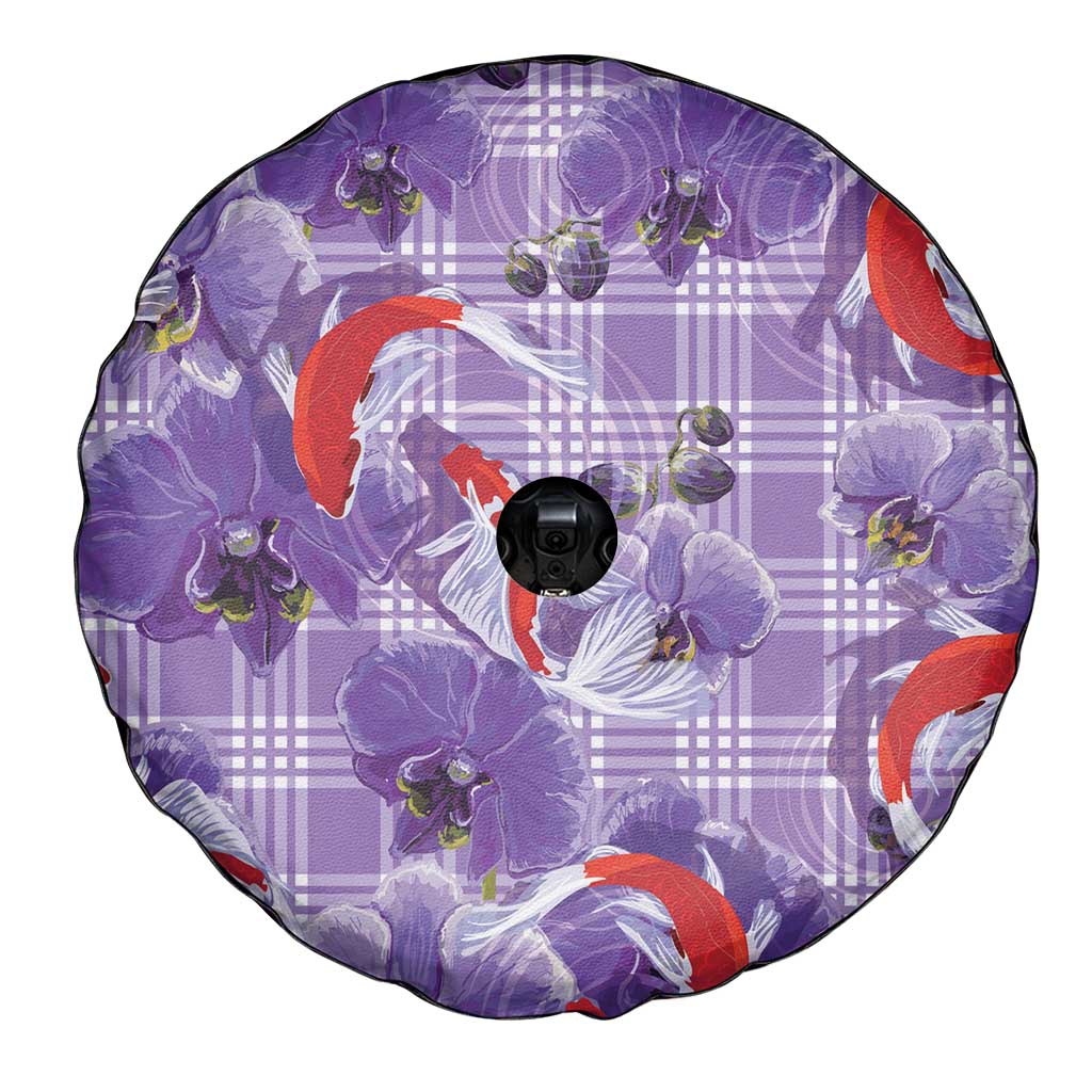 Lavender Palaka Hawaii Aloha Spare Tire Cover Koi Pond Mix Orchids - Polynesian Pride