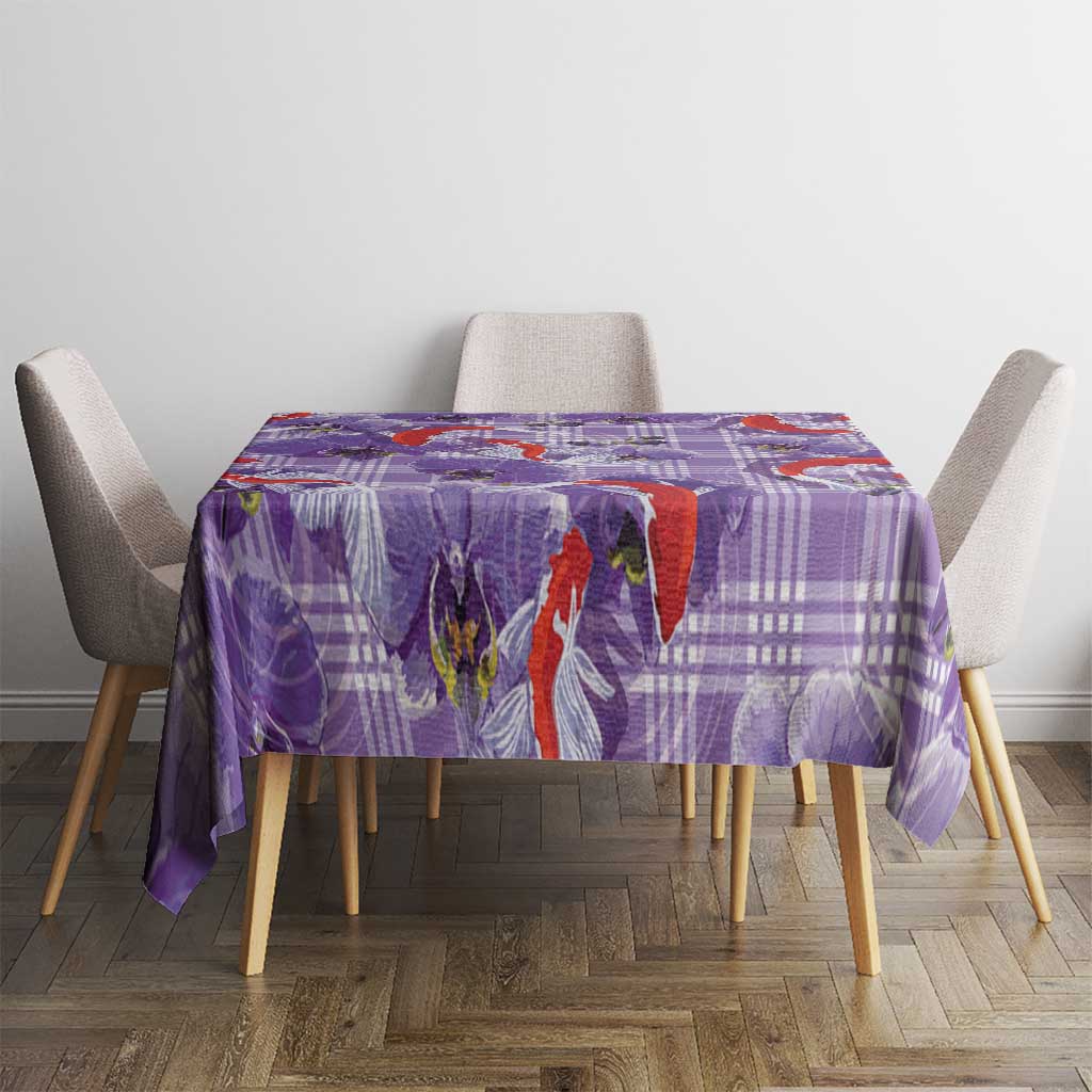 Lavender Palaka Hawaii Aloha Tablecloth Koi Pond Mix Orchids - Polynesian Pride