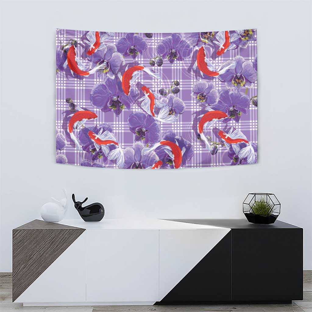Lavender Palaka Hawaii Aloha Tapestry Koi Pond Mix Orchids - Polynesian Pride