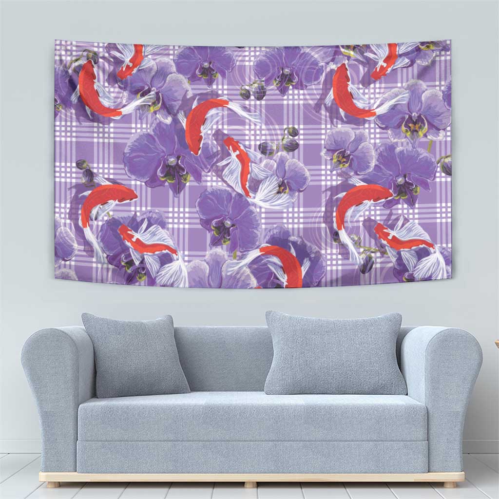 Lavender Palaka Hawaii Aloha Tapestry Koi Pond Mix Orchids - Polynesian Pride