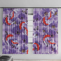 Lavender Palaka Hawaii Aloha Window Curtain Koi Pond Mix Orchids - Polynesian Pride