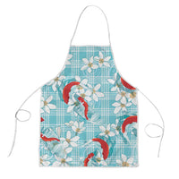 Turquoise Palaka Hawaii Aloha Apron Koi Pond Mix Plumeria - Polynesian Pride