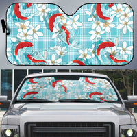 Turquoise Palaka Hawaii Aloha Auto Sun Shade Koi Pond Mix Plumeria - Polynesian Pride