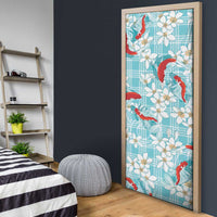 Turquoise Palaka Hawaii Aloha Door Cover Koi Pond Mix Plumeria - Polynesian Pride