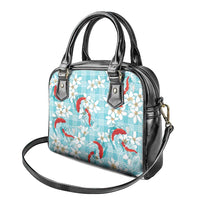 Turquoise Palaka Hawaii Aloha Shoulder Handbag Koi Pond Mix Plumeria - Polynesian Pride