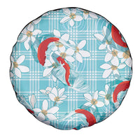 Turquoise Palaka Hawaii Aloha Spare Tire Cover Koi Pond Mix Plumeria - Polynesian Pride
