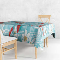 Turquoise Palaka Hawaii Aloha Tablecloth Koi Pond Mix Plumeria - Polynesian Pride